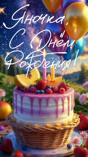 Открытка Яночка, с днём рождения!