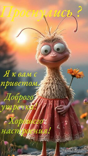Открытка Проснулись? Я к вам с приветом. Доброго утречка. Хорошего настроения!