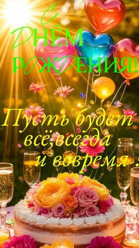 Открытка С днем рождения. Пусть будет всё, всегда и вовремя