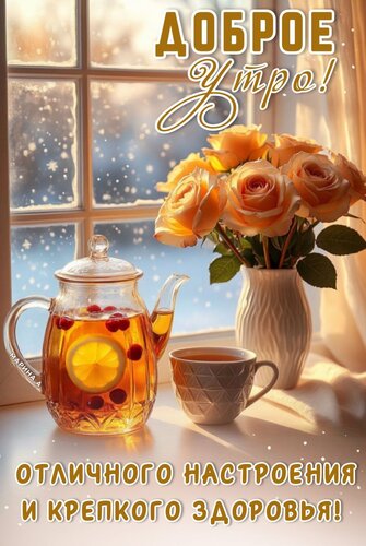 Открытка ДОБРОЕ УТРО! ОТЛИЧНОГО НАСТРОЕНИЯ И КРЕПКОГО ЗДОРОВЬЯ!