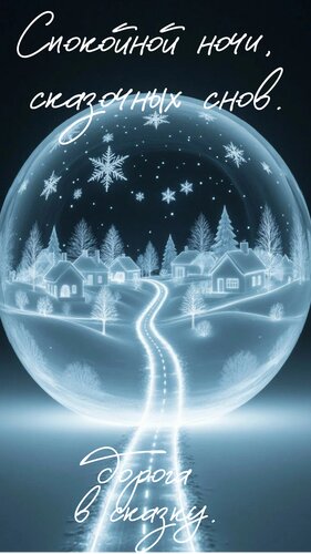 Открытка Спокойной ночи, сказочных снов. Дорога в сказку.