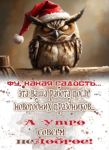 Открытка фу, какая гадость эта ваша работа после новогодних праздников. А утро совсем неДоброе.