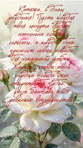 Открытка Катюша, с днем рождения. Пусть каждая минута будет наполнена особым смыслом