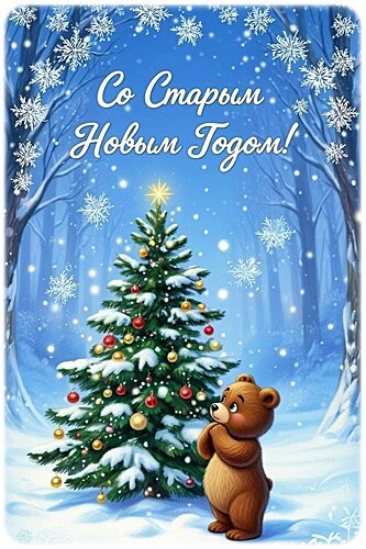 Открытка СО СТАРЫМ НОВЫМ ГОДОМ!