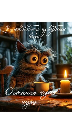 Открытка В новогодние праздники выжил. Осталось чуть-чуть...