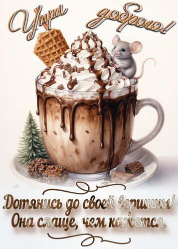 Открытка Утра доброго. Дотянись до своей вершины. Она слаще, чем кажется.