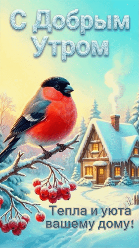 Анимированная открытка С Добрым утром. Тепла и уюта вашему дому!