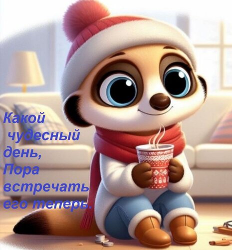 Открытка Какой чудесный день, Пора встречать его теперь.