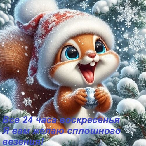 Открытка Все 24 часа воскресенья Я вам желаю сплошного везения!