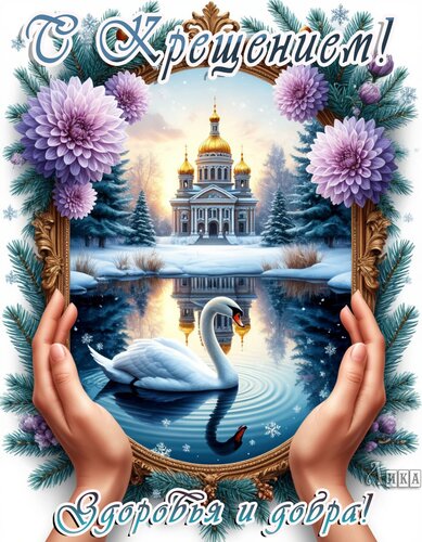 Открытка С Крещением! Здоровья и добра!