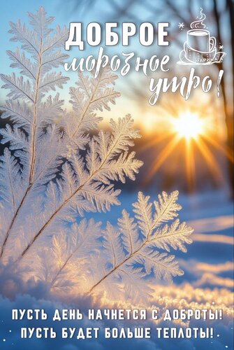 Открытка ДОБРОЕ МОРОЗНОЕ УТРО! ПУСТЬ ДЕНЬ НАЧНЕТСЯ С ДОБРОТЫ! ПУСТЬ БУДЕТ БОЛЬШЕ ТЕПЛОТЫ!