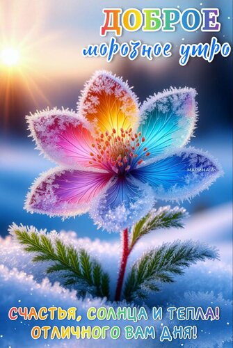 Открытка ДОБРОЕ МОРОЗНОЕ УТРО! СЧАСТЬЯ, СОЛНЦА И ТЕПЛА! ОТЛИЧНОГО ВАМ ДНЯ!