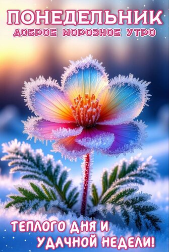 Открытка ПОНЕДЕЛЬНИК. ДОБРОЕ МОРОЗНОЕ УТРО. ТЕПЛОГО ДНЯ И УДАЧНОЙ НЕДЕЛИ!