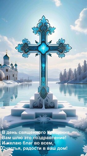 Открытка В день священного Крещения Вам шлю это поздравление! И желаю благ во всем, счастья, радости в ваш дом.