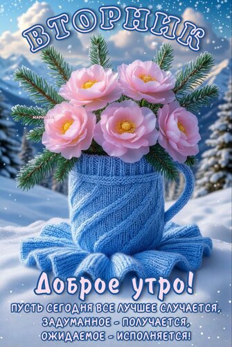Открытка Вторник. Доброе утро! Пусть сегодня все лучшее случается, задуманное - получается, ожидаемое - исполняется.
