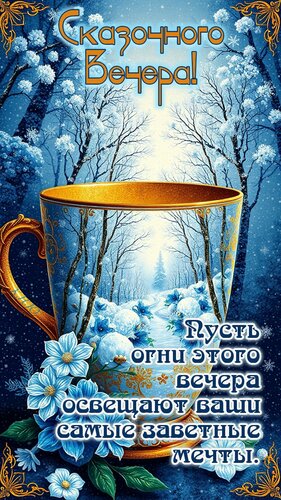 Открытка Сказочного вечера. Пусть огни этого вечера освещают ваши самые заветные мечты.