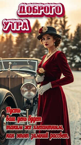 Открытка Доброго утра. Пусть ваш день будет таким же элегантным, как этот зимний рассвет.