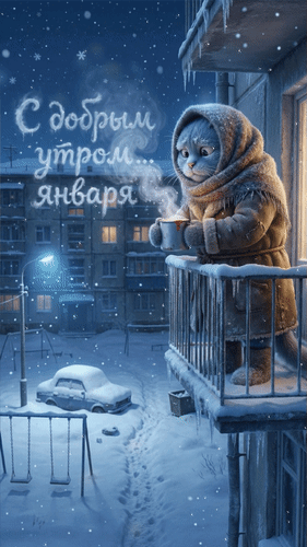 Анимированная открытка С добрым утром... января