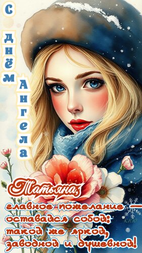 Открытка С днём ангела. Татьяна, главное пожелание - оставайся собой: такой же яркой, заводной и душевной.