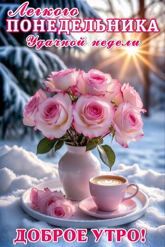 Открытка ДОБРОЕ УТРО! ЛЕГКОГО ПОНЕДЕЛЬНИКА! УДАЧНОЙ НЕДЕЛИ!