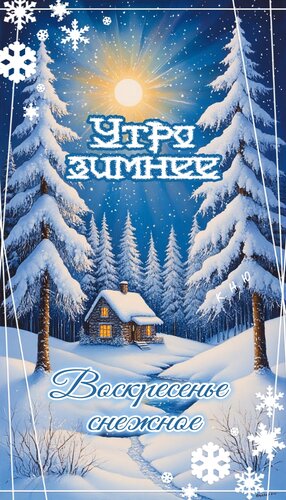 Открытка Утро зимнее. Воскресенье снежное.