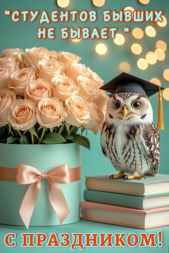 Открытка СТУДЕНТОВ БЫВШИХ НЕ БЫВАЕТ! С ПРАЗДНИКОМ!