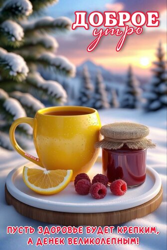 Открытка ДОБРОЕ УТРО! ПУСТЬ ЗДОРОВЬЕ БУДЕТ КРЕПКИМ, А ДЕНЕК ВЕЛИКОЛЕПНЫМ!