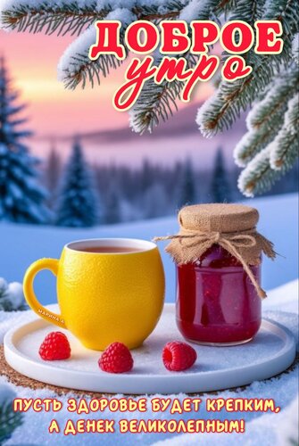 Открытка ДОБРОЕ УТРО! ПУСТЬ ЗДОРОВЬЕ БУДЕТ КРЕПКИМ, А ДЕНЕК ВЕЛИКОЛЕПНЫМ!