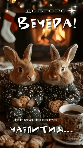 Анимированная открытка Доброго вечера! Приятного чаепития...
