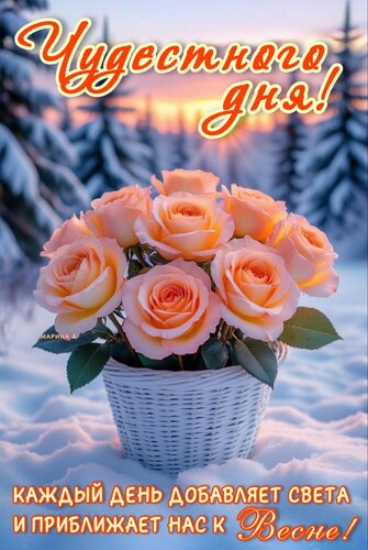 Открытка ЧУДЕСНОГО ДНЯ! КАЖДЫЙ ДЕНЬ ДОБАВЛЯЕТ СВЕТА И ПРИБЛИЖАЕТ НАС К ВЕСНЕ!