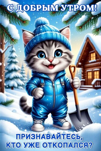 Открытка С ДОБРЫМ УТРОМ! ПРИЗНАВАЙТЕСЬ, КТО УЖЕ ОТКОПАЛСЯ?