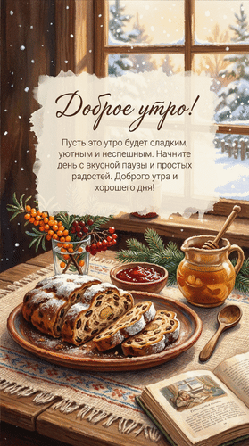 Анимированная открытка Доброе утро! Пусть это утро будет сладким, уютным и неспешным. Начните день с вкусной паузы и...