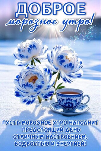Открытка Доброе морозное утро! Пусть морозное утро наполнит предстоящий день отличным настроением и энергией!
