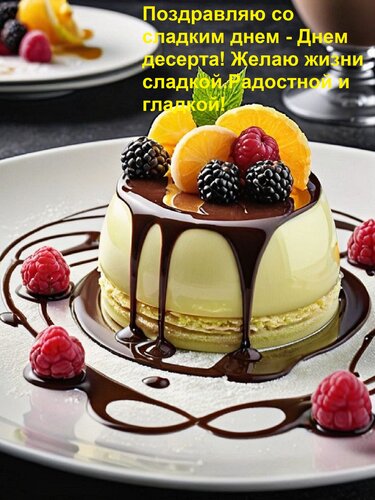 Открытка Поздравляю со сладким днем - Днем десерта! Желаю жизни сладкой Радостной и гладкой!