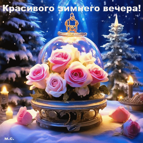 Анимированная открытка Красивого зимнего вечера!