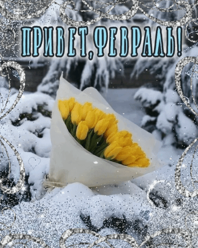 Анимированная открытка Привет, Февраль!