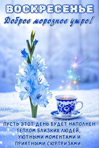 Открытка Воскресенье. Доброе морозное утро! Пусть этот день будет наполнен теплом близких людей...