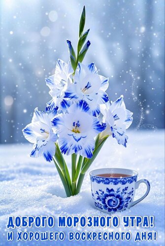 Открытка ДОБРОГО МОРОЗНОГО УТРА! И ХОРОШЕГО ВОСКРЕСНОГО ДНЯ!