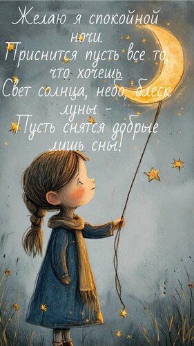 Открытка Желаюя спокойной ночи. Приснится пусть всё то, что хочешь
