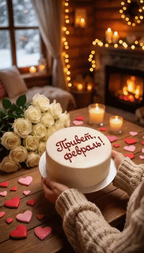 Анимированная открытка Привет, февраль!