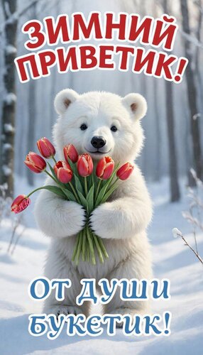 Открытка Зимний приветик! От души букетик!