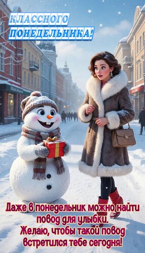 Открытка Классного понедельника. Даже в понедельник можно найти повод для улыбки.