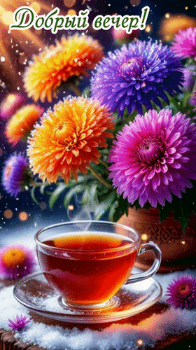 Анимированная открытка Добрый вечер