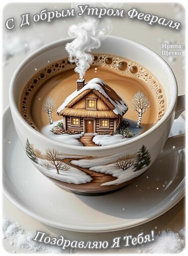 Открытка С ДОБРЫМ УТРОМ ФЕВРАЛЯ!