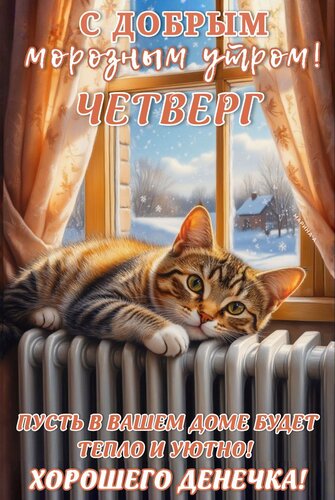 Открытка С добрым морозным утром! Четверг. Пусть в вашем доме будет тепло и уютно! Хорошего денечка!
