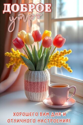 Открытка ДОБРОЕ УТРО! ХОРОШЕГО ВАМ ДНЯ И ОТЛИЧНОГО НАСТРОЕНИЯ!