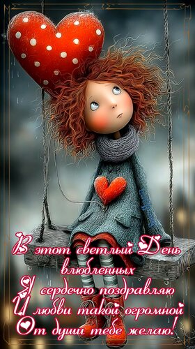 Открытка В этот светлый День влюбленных Я сердечно поздравляю И любви такой огромной От души тебе желаю!