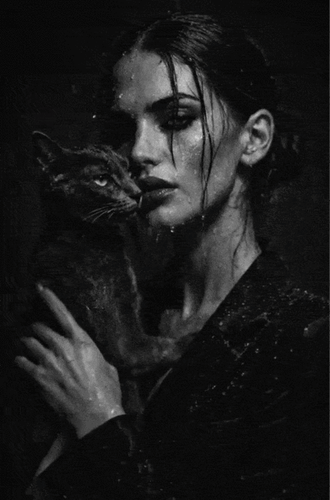 Анимированная открытка В жизни непременно повезёт, если чёрный кот дорогу перейдёт!