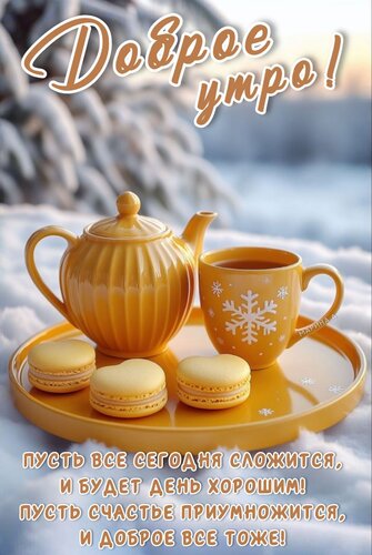 Открытка ДОБРОЕ УТРО! ПУСТЬ ВСЕ СЕГОДНЯ СЛОЖИТСЯ, И БУДЕТ ДЕНЬ ХОРОШИМ! ПУСТЬ СЧАСТЬЕ ПРИУМНОЖИТСЯ, И ДОБРОЕ