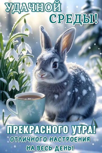 Открытка УДАЧНОЙ СРЕДЫ! ПРЕКРАСНОГО УТРА! ОТЛИЧНОГО НАСТРОЕНИЯ НА ВЕСЬ ДЕНЬ!